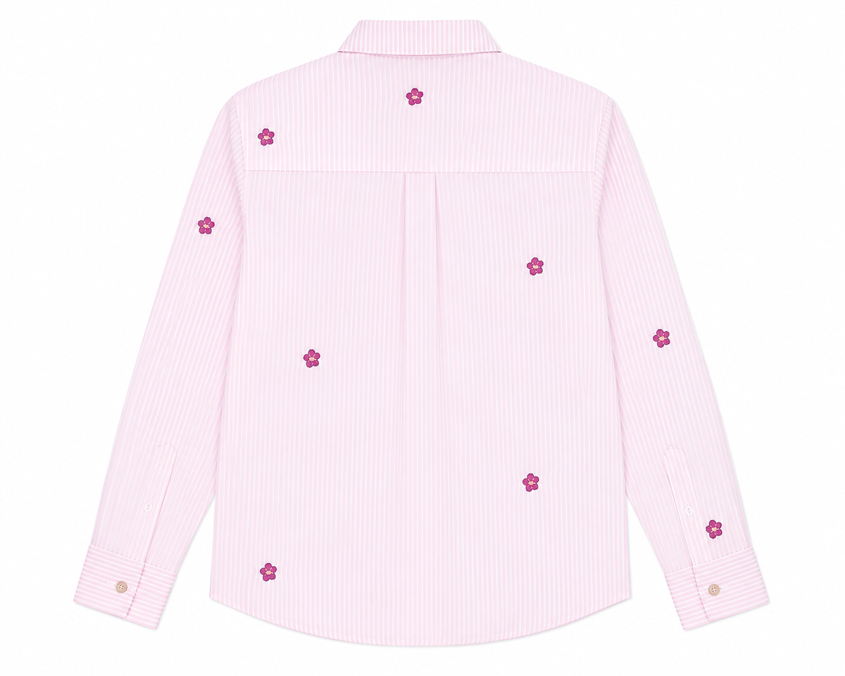 Abby Oversized Shirt in Pink, flat lay, back, Resort Escape edit, Deméa Paris