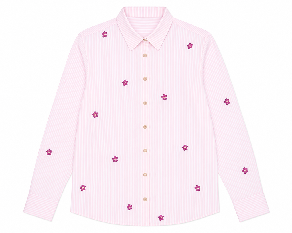 Abby Oversized Shirt in Pink, flat lay, front, Resort Escape edit, Deméa Paris