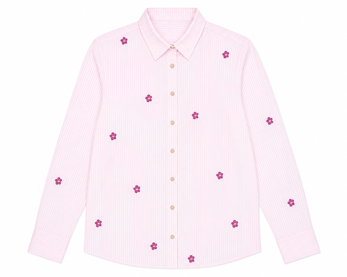 Abby Oversized Shirt in Pink, flat lay, front, Resort Escape edit, Deméa Paris