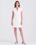 Robe tailleur Adèle en Blanc Cassé, longueur mini, au-dessus du genou, collection Travail, Deméa Paris