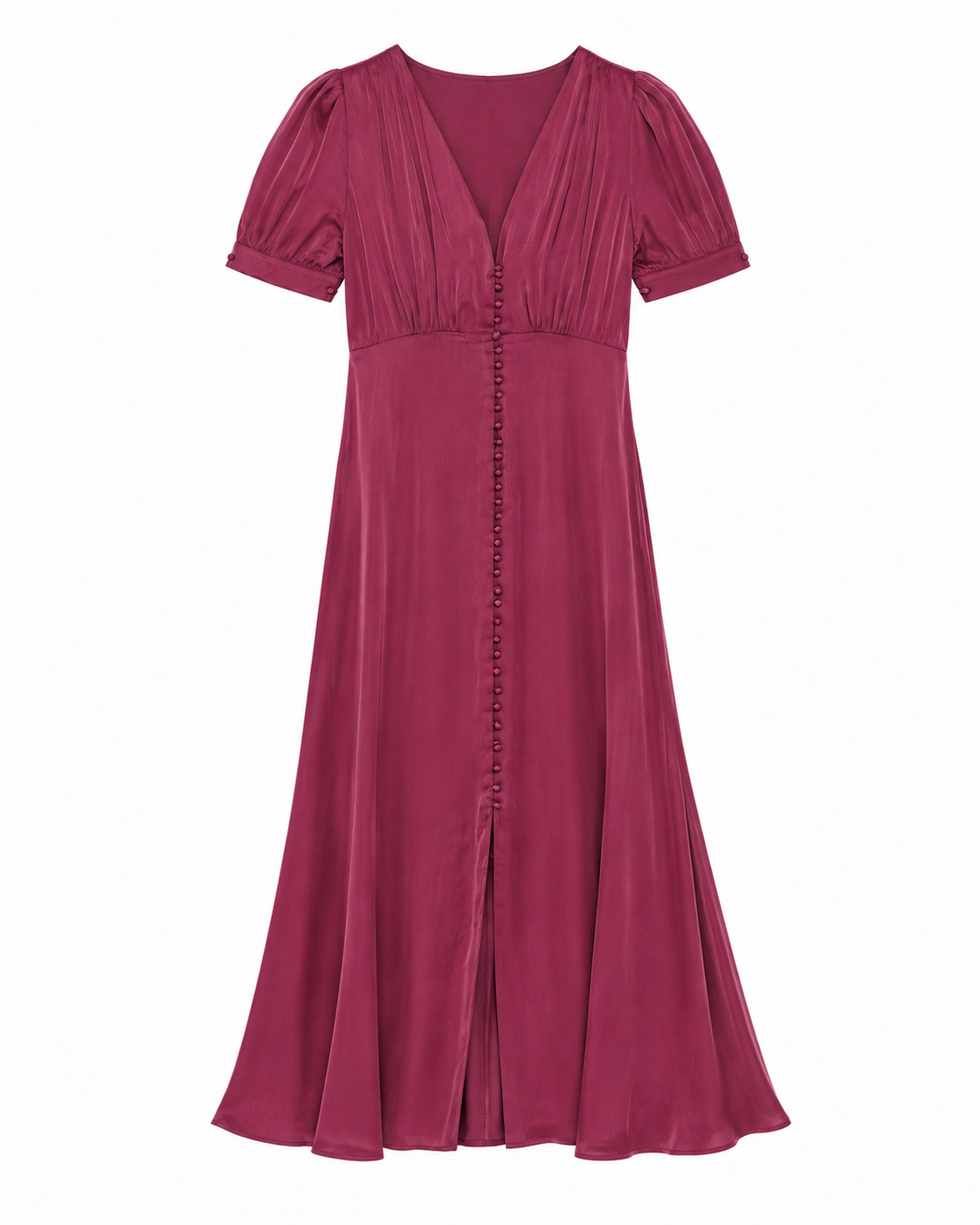 Agathe Midi Dress in Dark Red, v-neckline, RSVP edit, Deméa Paris