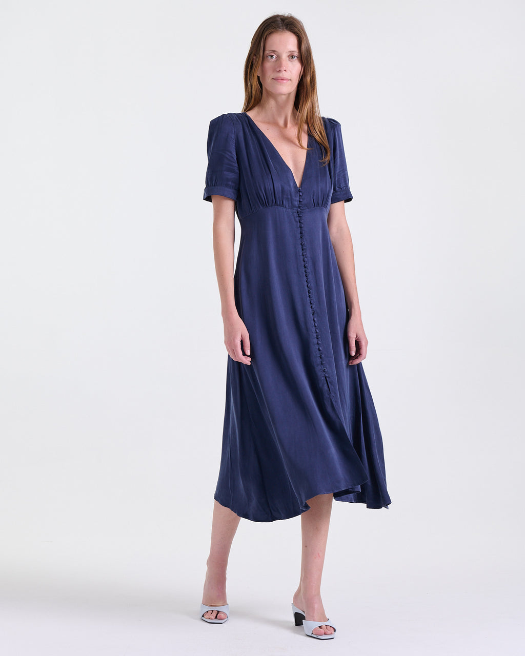 Agathe Midi Dress in Navy, midi length, RSVP edit, Deméa Paris