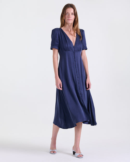 Agathe Midi Dress in Navy, midi length, RSVP edit, Deméa Paris
