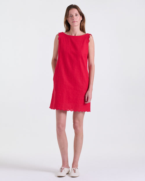 Agnes Dress in Red, straight silhouette, Casual Chic edit, Deméa Paris
