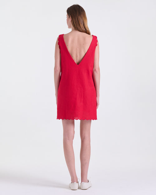 Agnes Dress in Red, low V-back, Casual Chic edit, Deméa Paris
