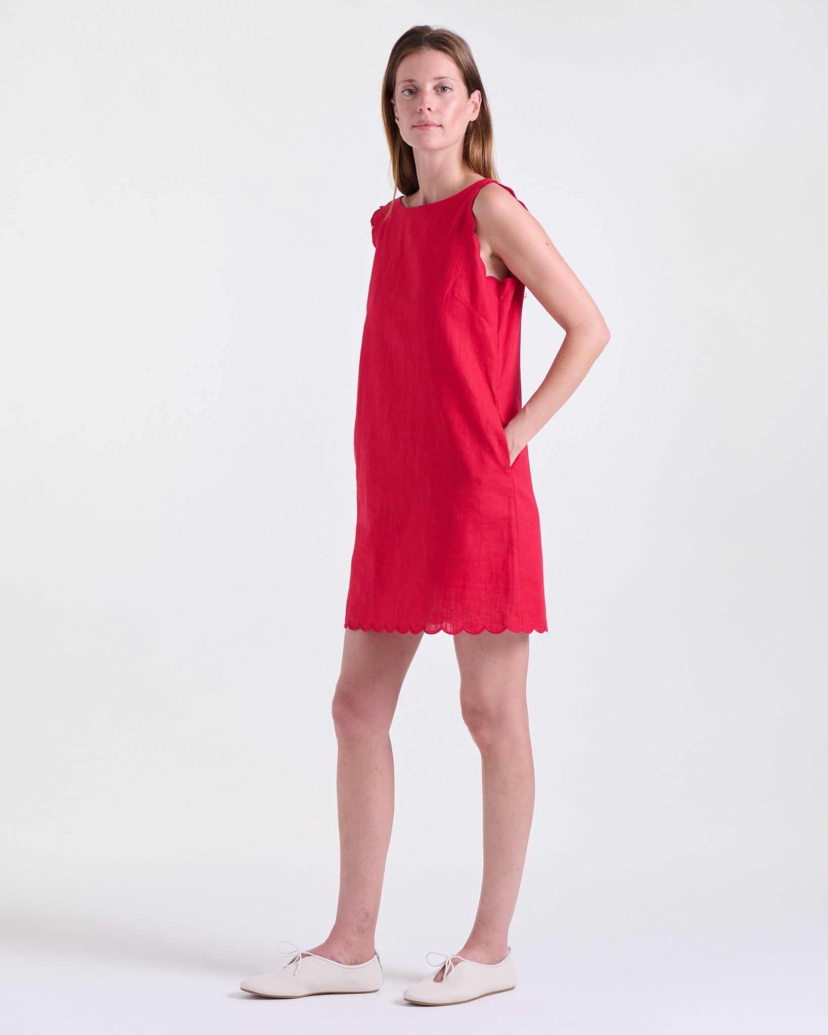 Agnes Dress in Red, sleeveless, Casual Chic edit, Deméa Paris