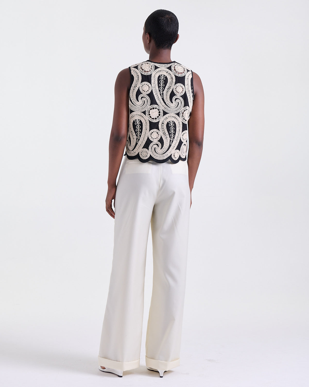 Alexandra Pants in Off White, straight, wide-leg silhouette, Work edit, Deméa Paris