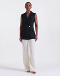 Alexandra Sleeveless Jacket in Black, fitted silhouette, Work edit, Deméa Paris