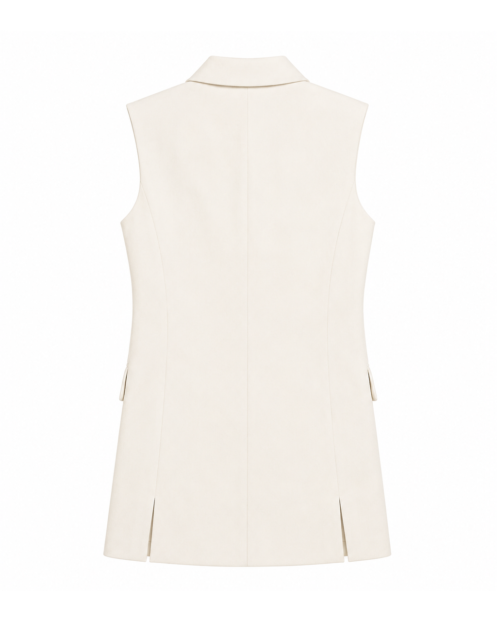 Alexandra Sleeveless Jacket in Off White, main fabric: 100% virgin wool, Work edit, Deméa Paris