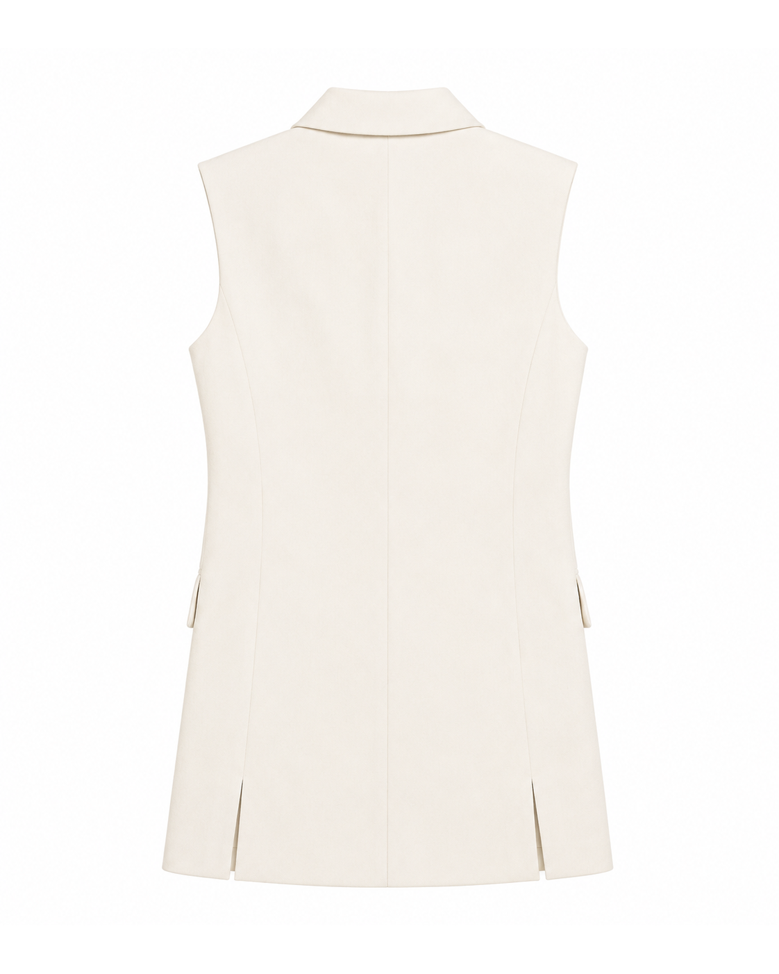 Alexandra Sleeveless Jacket in Off White, main fabric: 100% virgin wool, Work edit, Deméa Paris