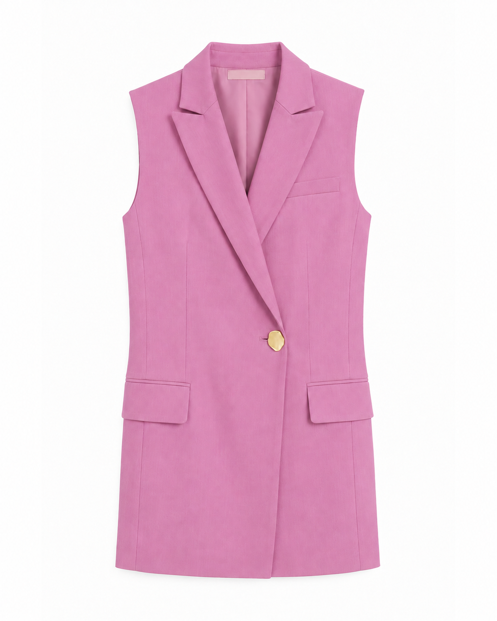 Alexandra Sleeveless Jacket in Pink, flap pockets, Work edit, Deméa Paris