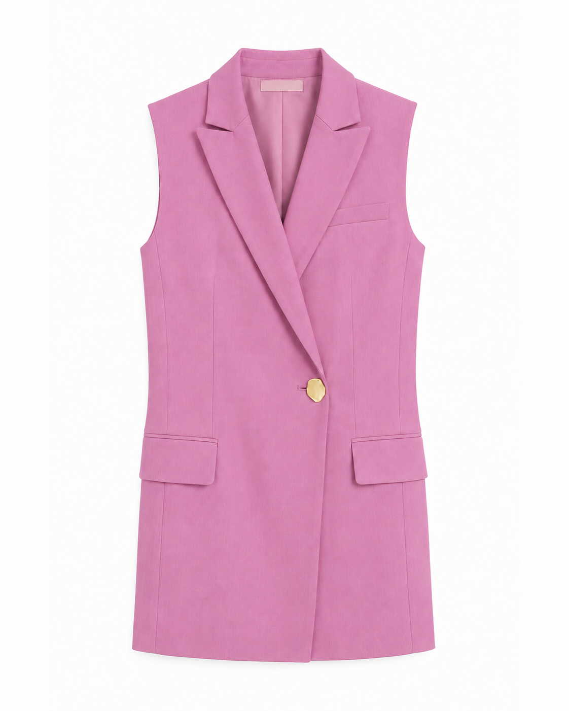 Alexandra Sleeveless Jacket in Pink, flap pockets, Work edit, Deméa Paris