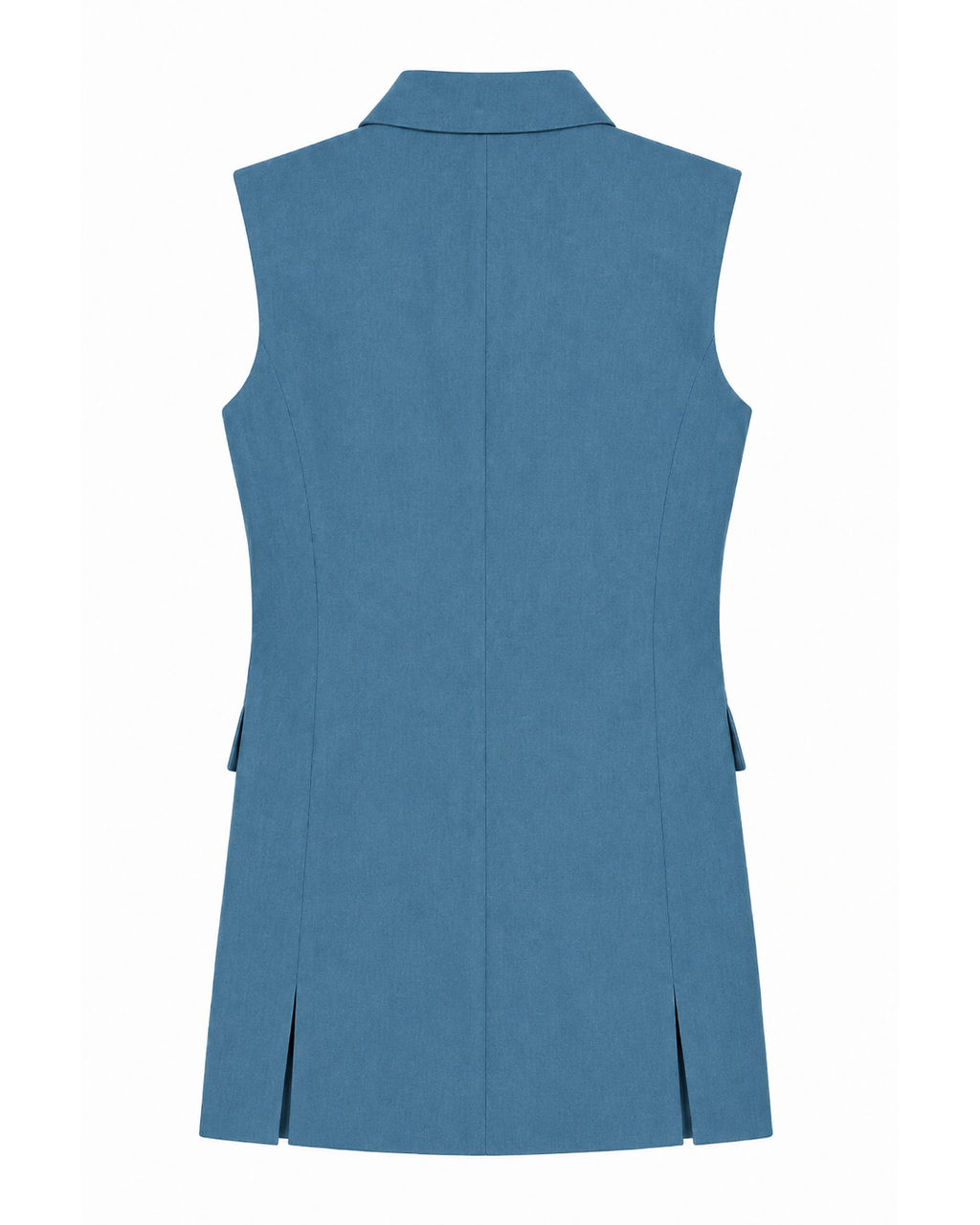 Alexandra Sleeveless Jacket in Teal, main fabric: 100% virgin wool, Work edit, Deméa Paris