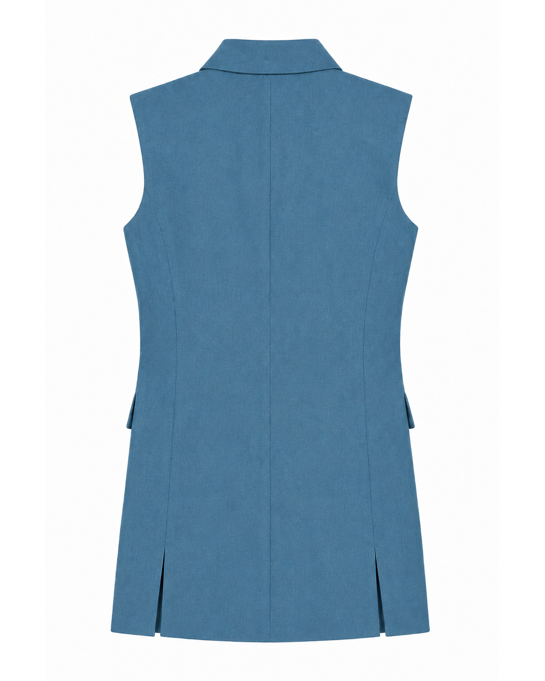 Alexandra Sleeveless Jacket in Teal, main fabric: 100% virgin wool, Work edit, Deméa Paris