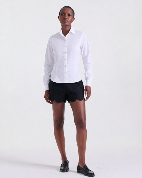 Alia Fitted Shirt in White, fitted silhouette, Work edit, Deméa Paris