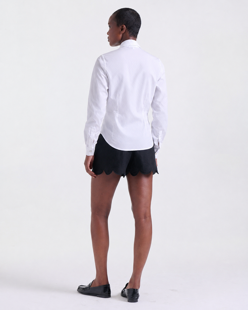 Alia Fitted Shirt in White, classic collar, Work edit, Deméa Paris