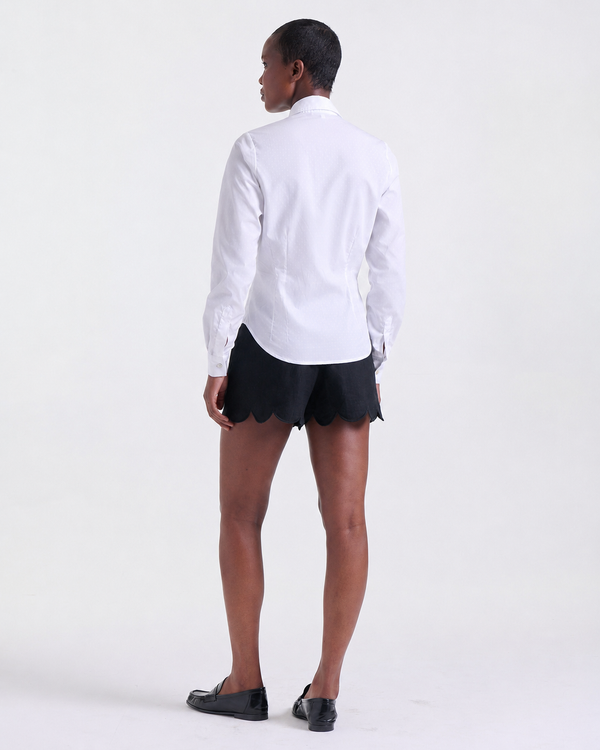 Alia Fitted Shirt in White, classic collar, Work edit, Deméa Paris