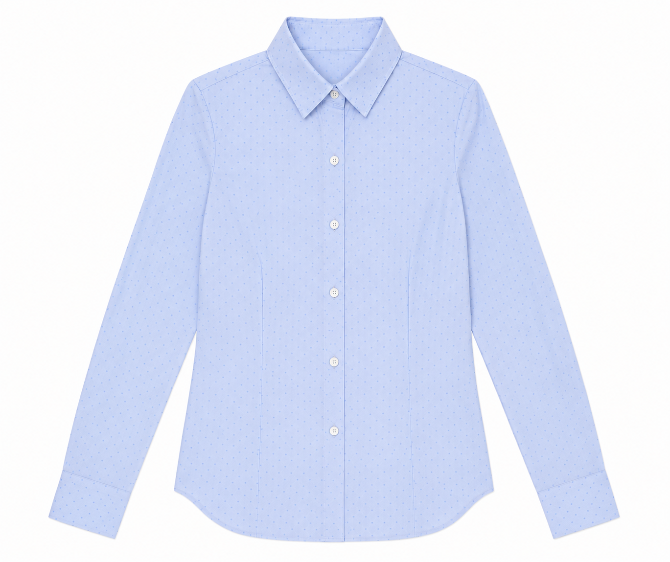 Alia Fitted Shirt in Blue, classic collar, Work edit, Deméa Paris