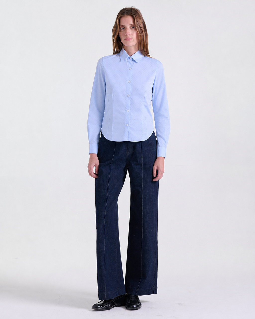 Alia Fitted Shirt in Blue, fitted silhouette, Work edit, Deméa Paris