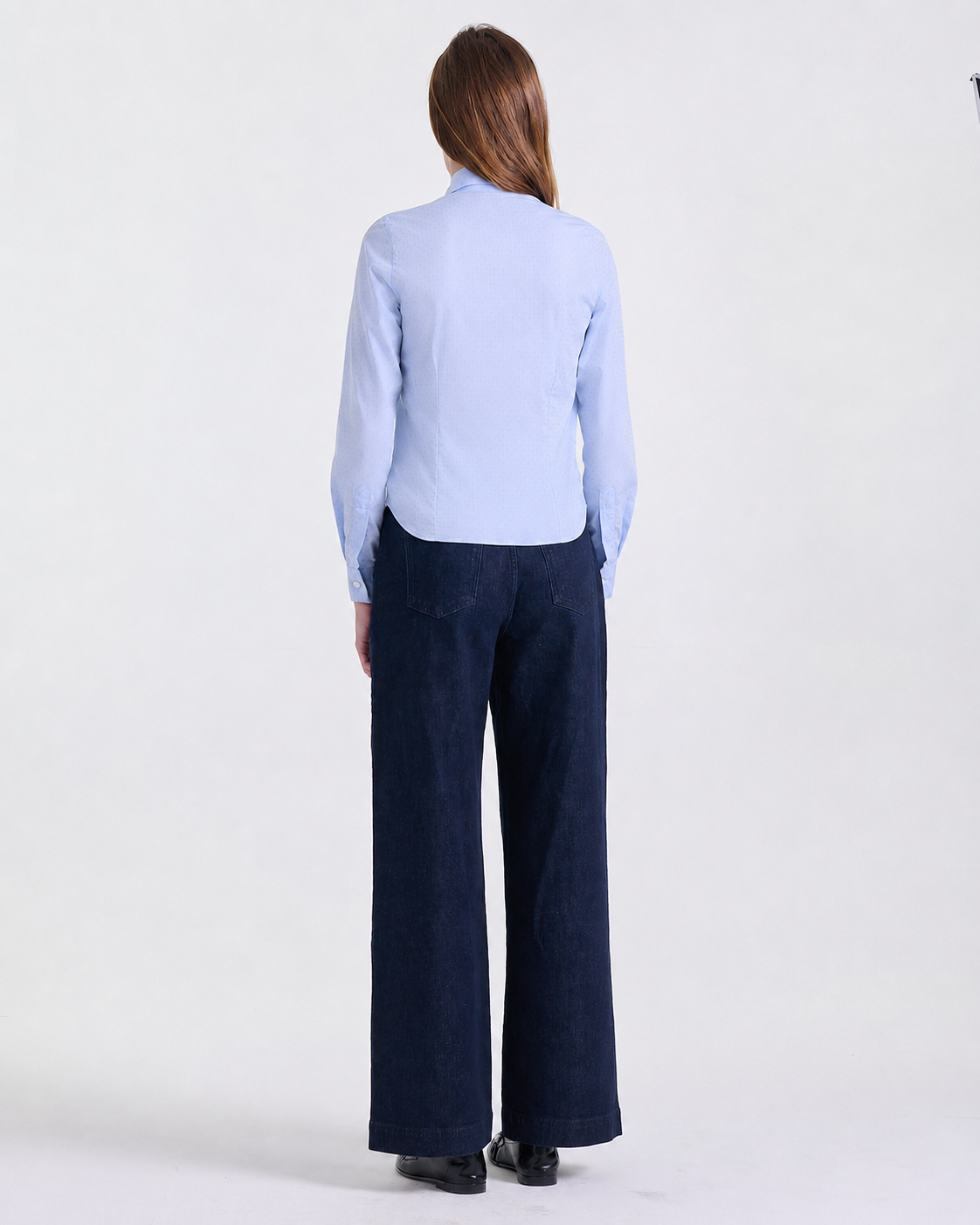 Alia Fitted Shirt in Blue, classic collar, Work edit, Deméa Paris