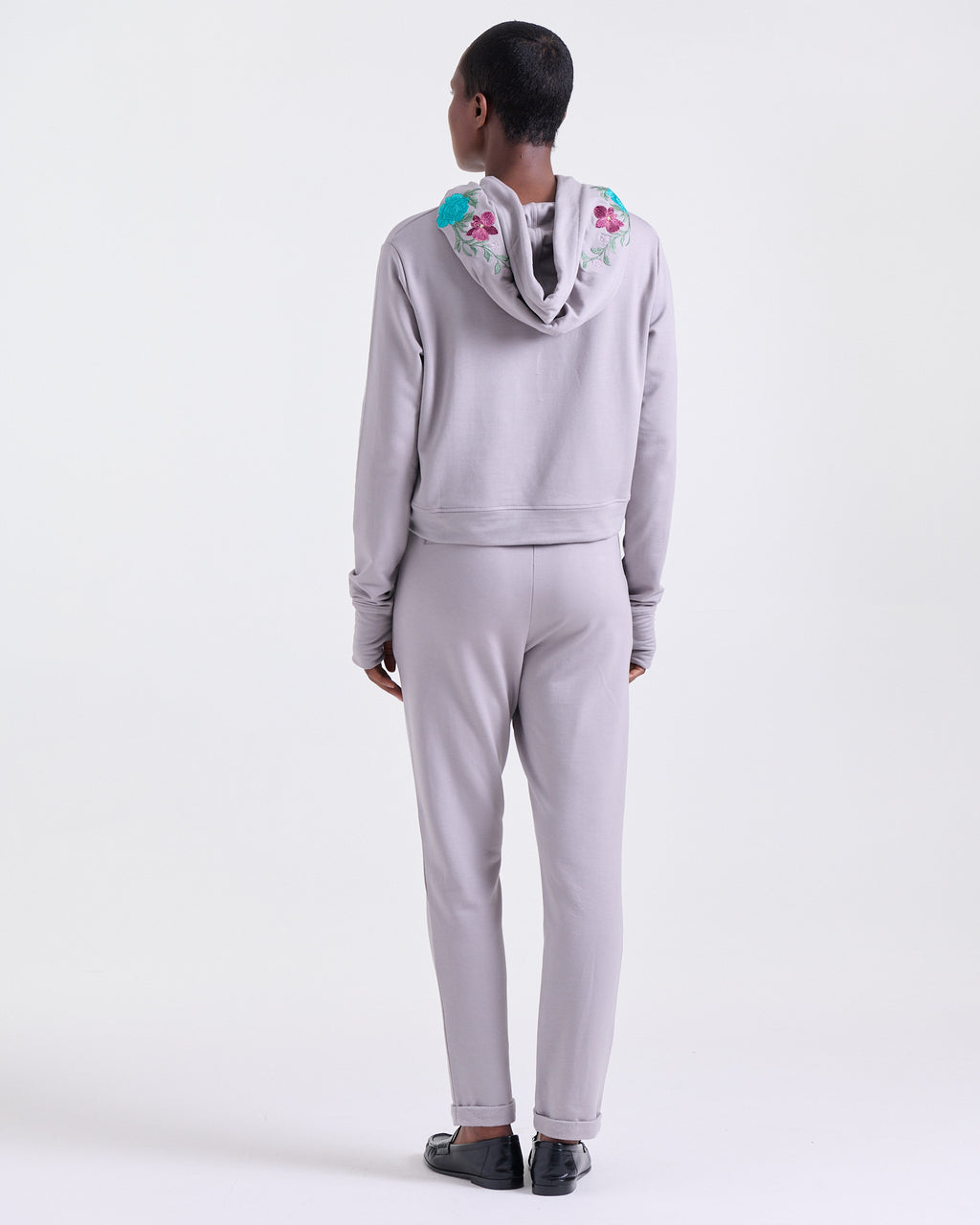 Alice Hoodie in Taupe, hood with drawstrings, Boarding Call edit, Deméa Paris