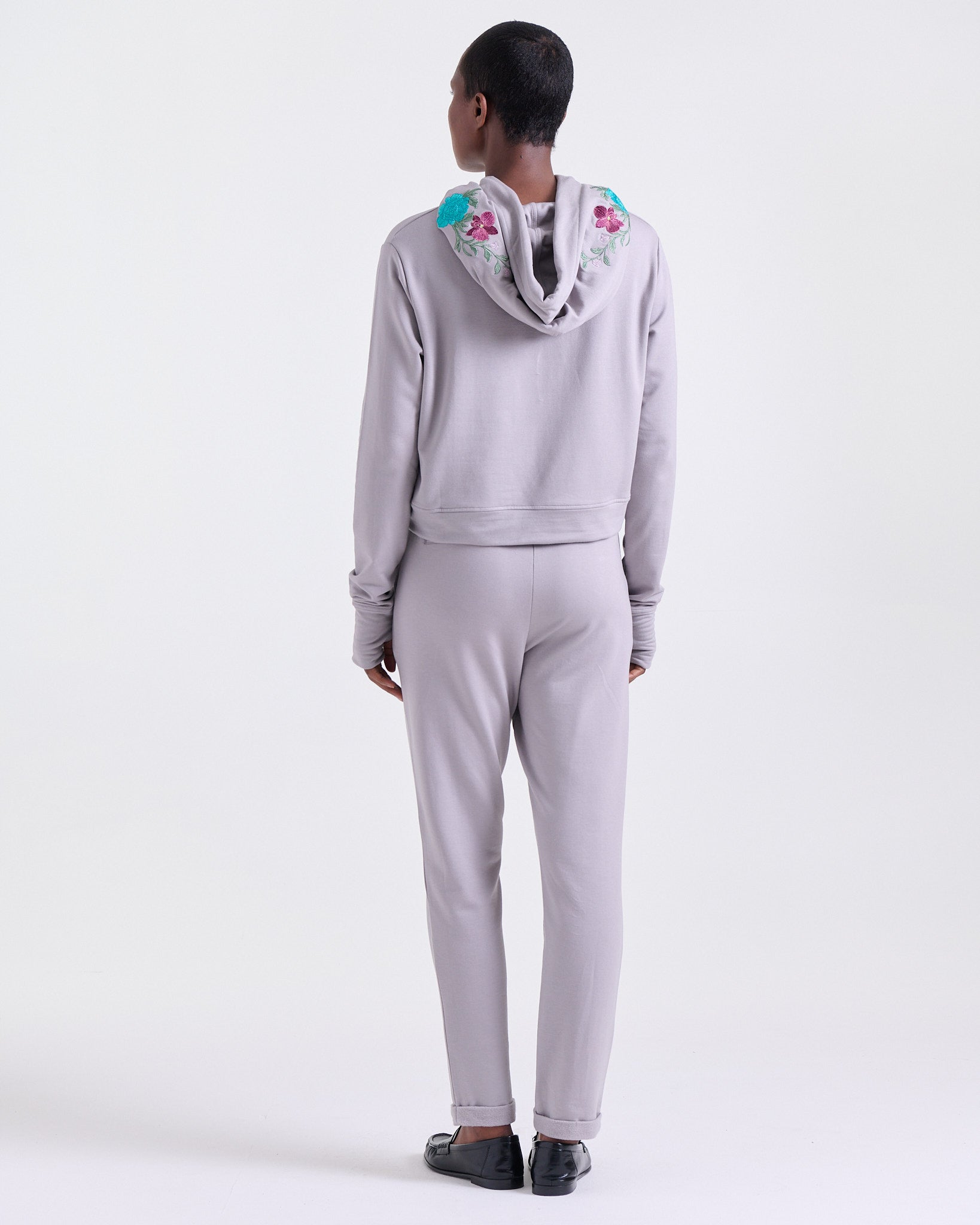 Alice Hoodie in Taupe, hood with drawstrings, Boarding Call edit, Deméa Paris