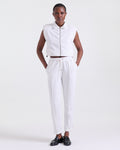 Alice Pants in White, ankle-length silhouette, Boarding Call edit, Deméa Paris