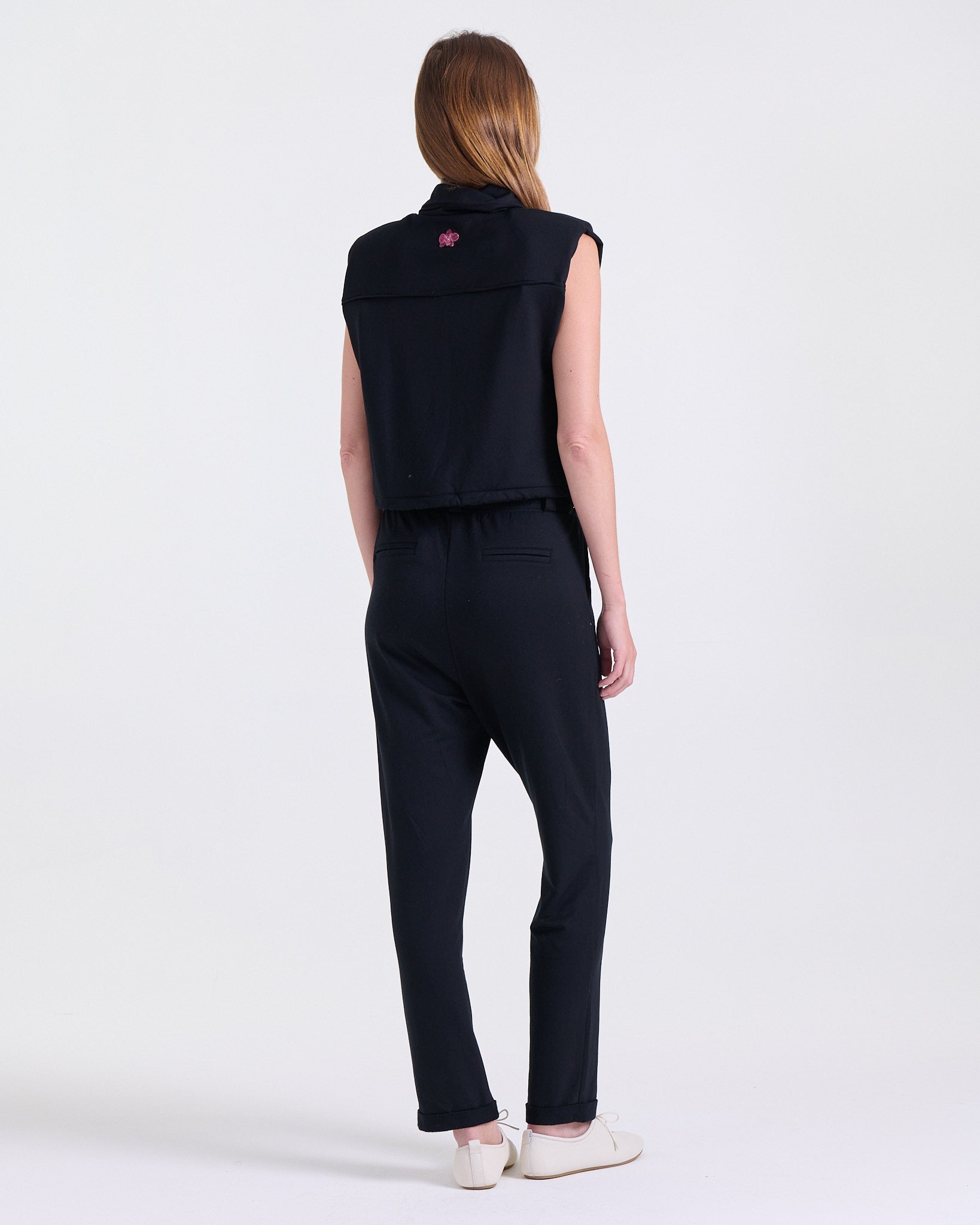 Alice Pants in Black, slightly tapered leg, Boarding Call edit, Deméa Paris