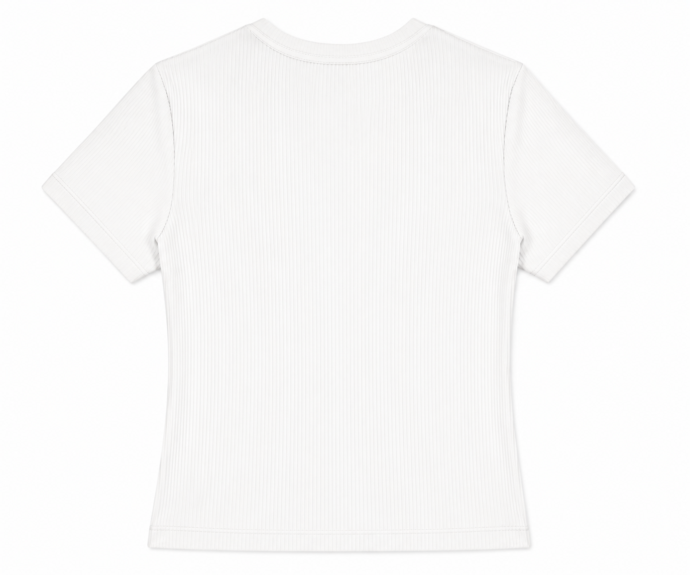 Alina Fitted T-shirt in White, ribbed texture, Boarding Call edit, Deméa Paris