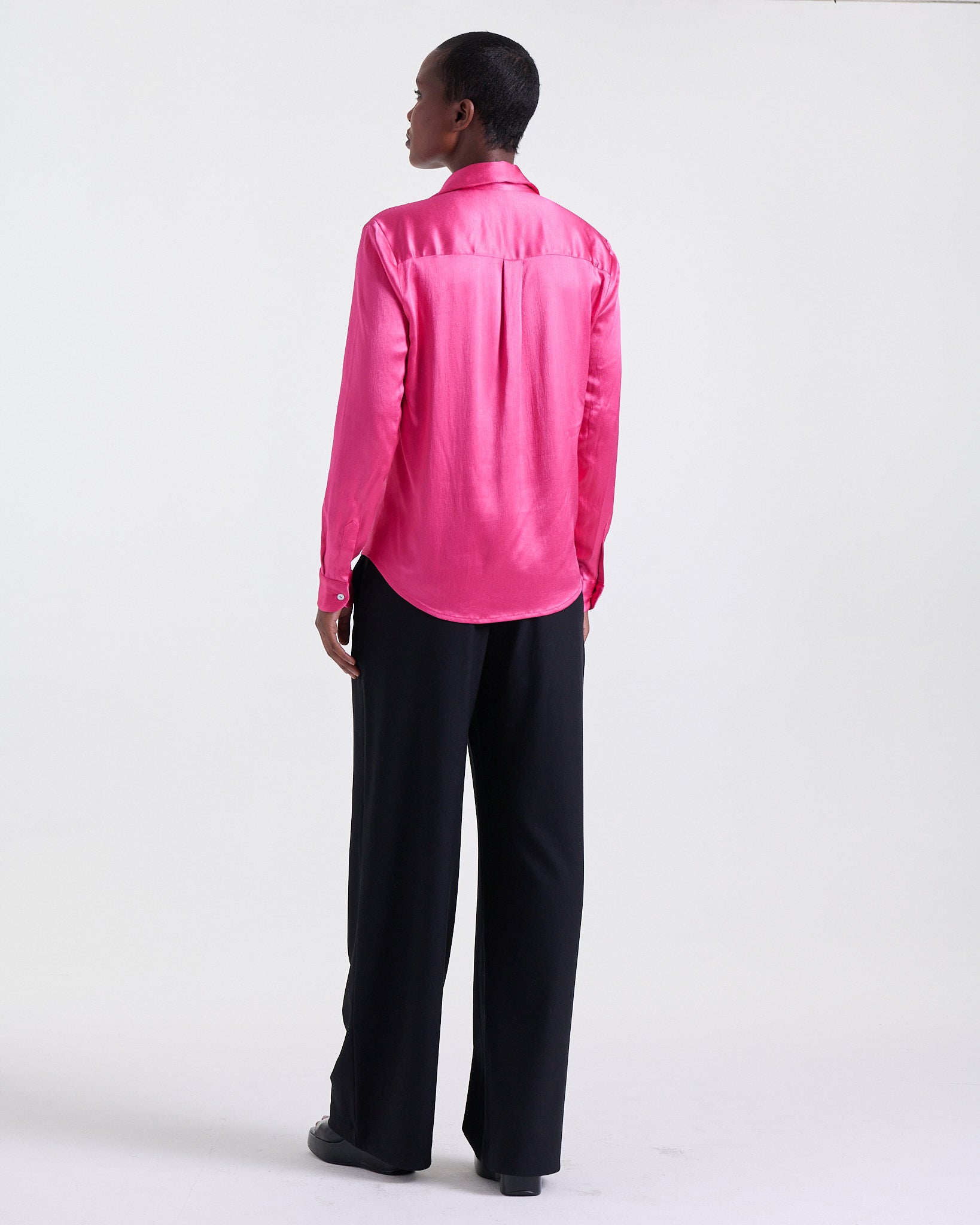 Alix Blouse in Pink, classic collar, Work edit, Deméa Paris