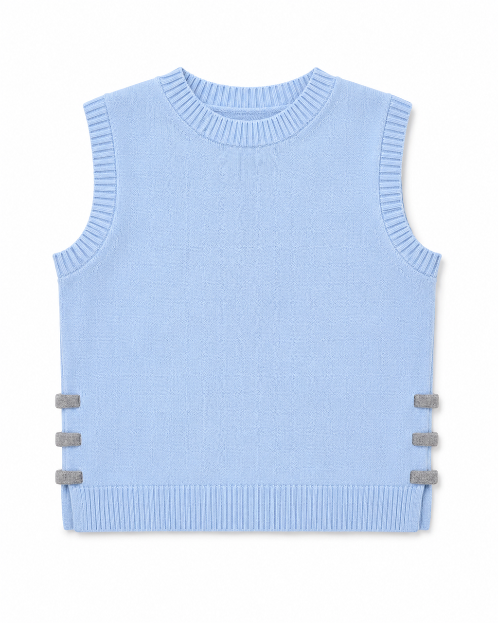 Amandine Sleeveless Knitwear in Baby Blue, ultra-soft fine knit, Work and Casual Chic edits, Deméa Paris