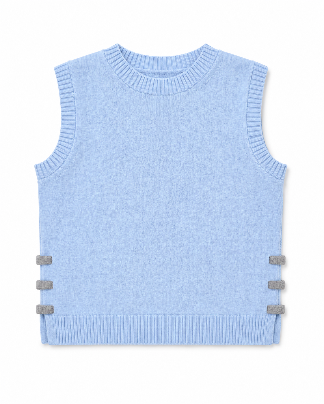 Amandine Sleeveless Knitwear in Baby Blue, ultra-soft fine knit, Work and Casual Chic edits, Deméa Paris