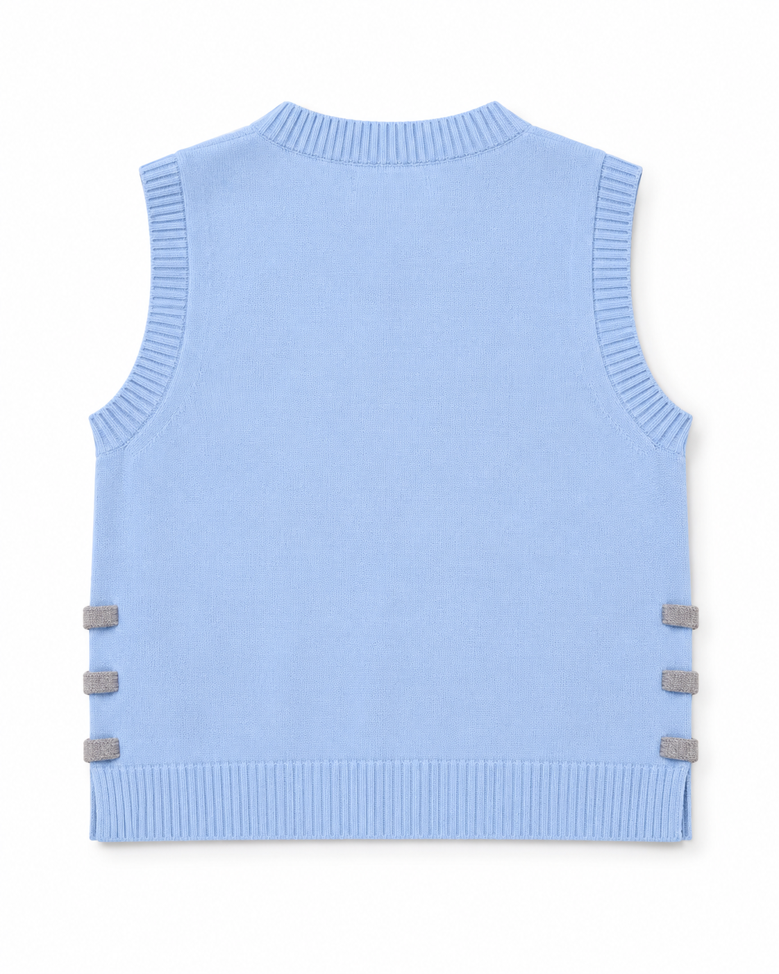 Amandine Sleeveless Knitwear in Baby Blue, 90% ultra-fine merino wool, 10% cashmere, Work and Casual Chic edits, Deméa Paris
