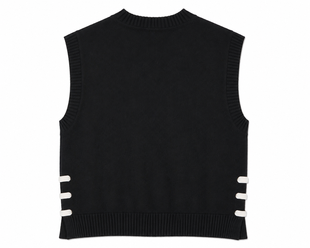 Amandine Sleeveless Knitwear in Black, 90% ultra-fine merino wool, 10% cashmere, Work and Casual Chic edits, Deméa Paris