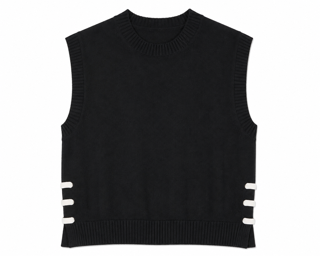 Amandine Sleeveless Knitwear in Black, ultra-soft fine knit, Work and Casual Chic edits, Deméa Paris