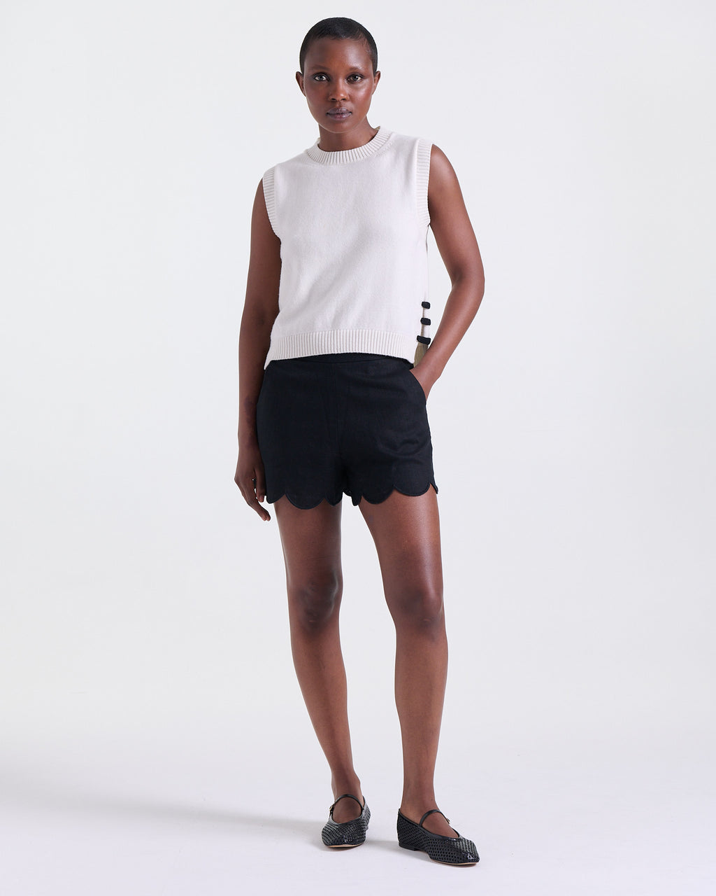Amandine Sleeveless Knitwear in Off White, straight fit, Work and Casual Chic edits, Deméa Paris