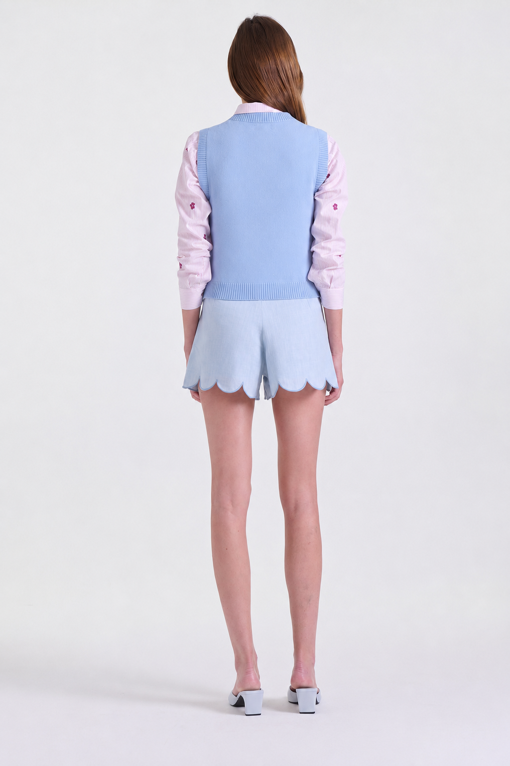 Amandine Sleeveless Knitwear in Baby Blue, ribbed neckline and hem, Work and Casual Chic edits, Deméa Paris
