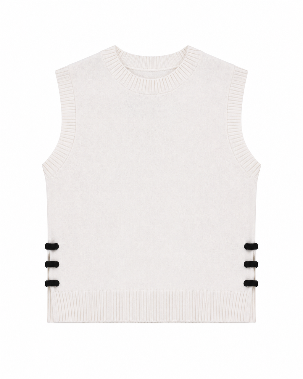 Amandine Sleeveless Knitwear in Off White, ultra-soft fine knit, Work and Casual Chic edits, Deméa Paris