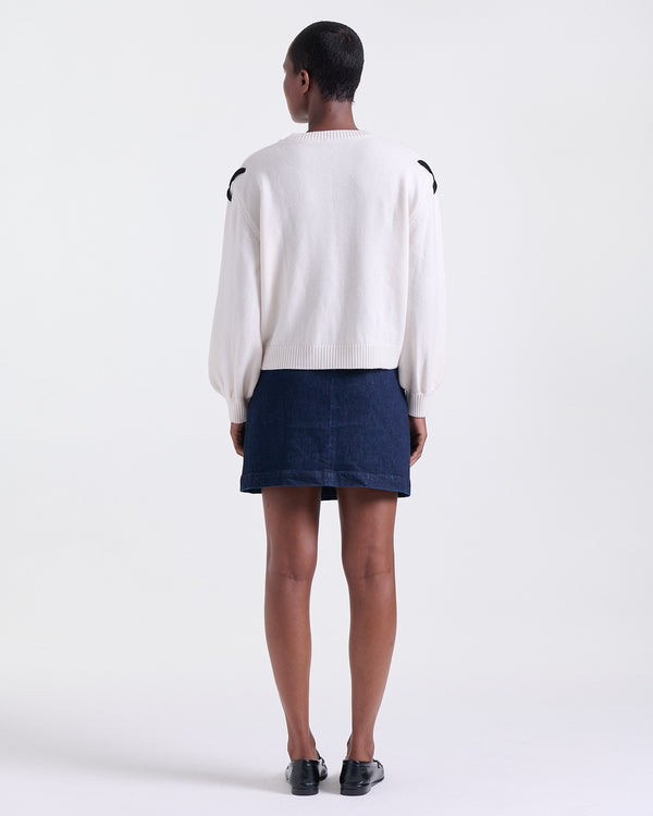 Aman Sweater in Off White, long balloon sleeves, Work edit, Deméa Paris