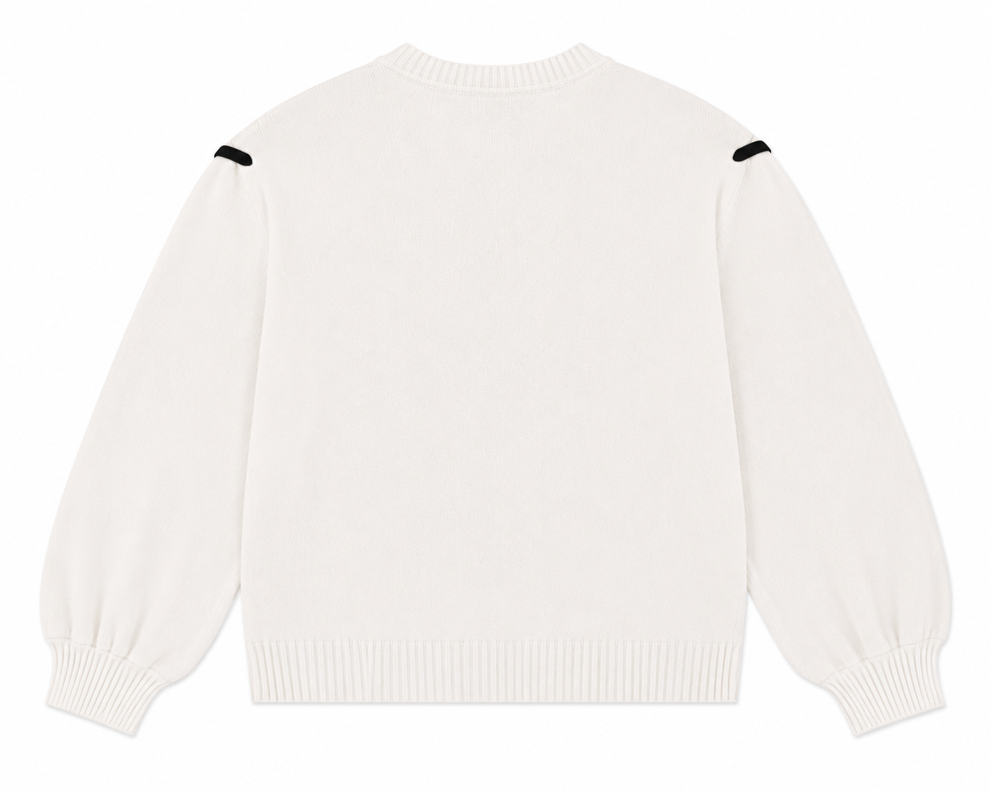 Aman Sweater in Off White, ribbed neckline, cuffs and hem, Work edit, Deméa Paris