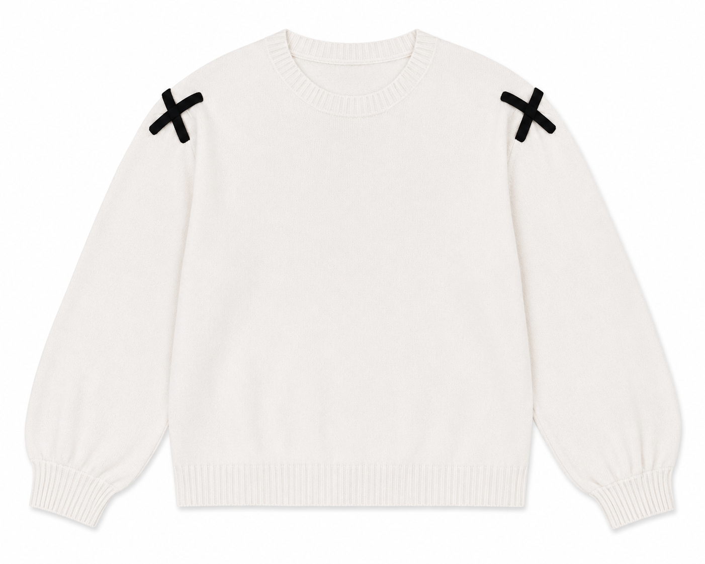 Aman Sweater in Off White, long balloon sleeves, Work edit, Deméa Paris