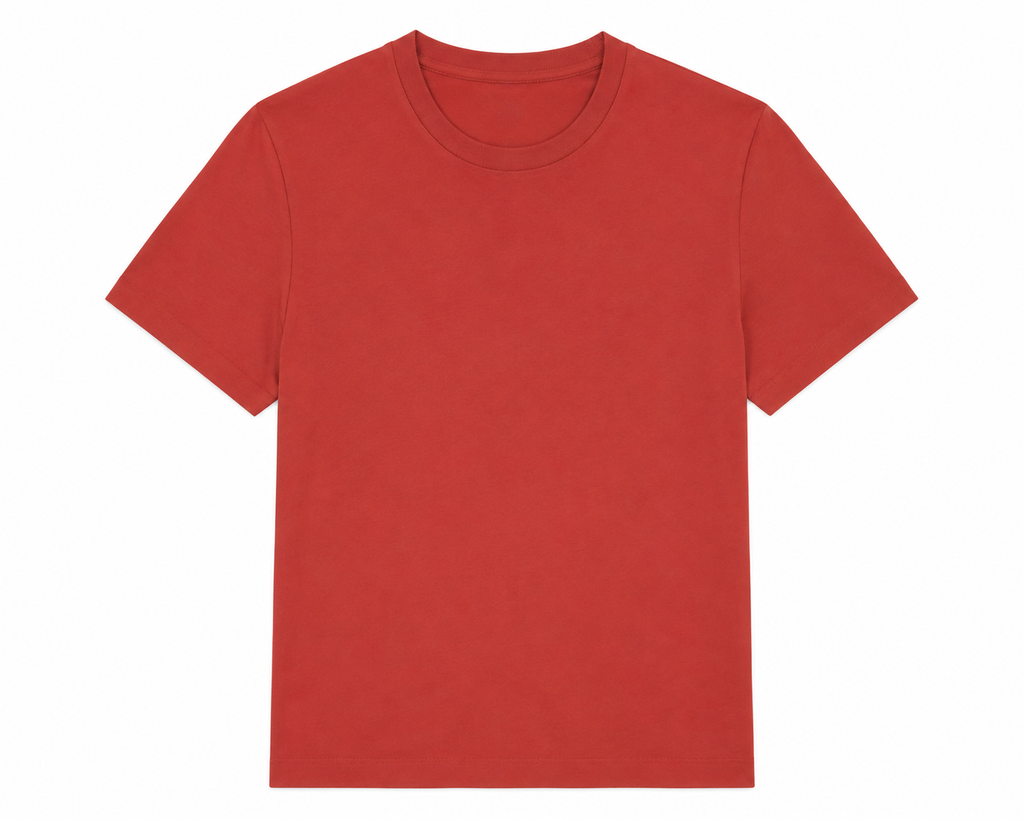 Amira T-shirt in Terracotta, round neckline, Boarding Call edit, Deméa Paris