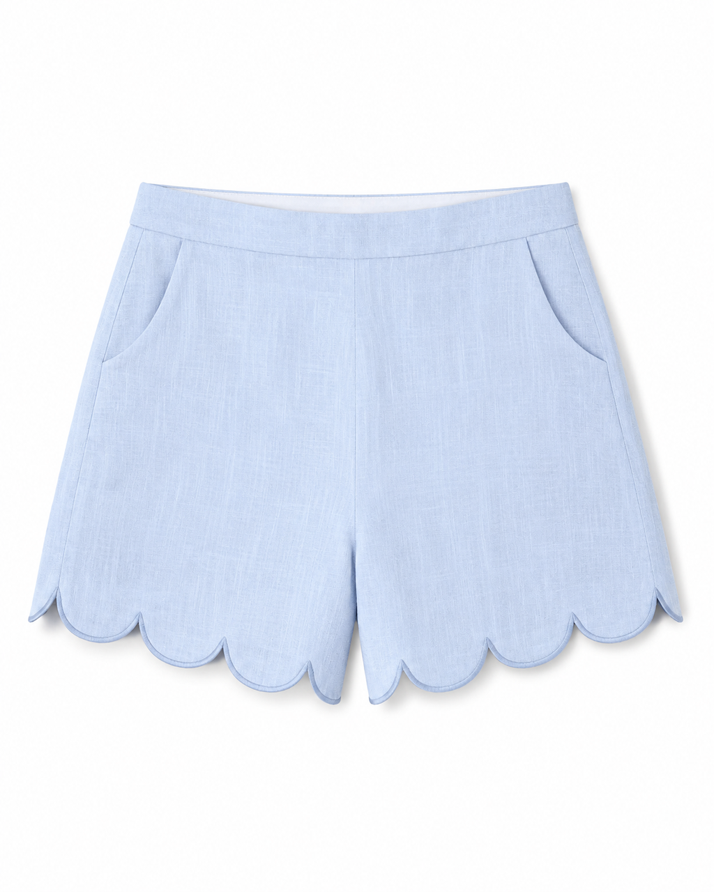 Anaelle Shorts in Baby Blue, main fabric: 100% linen, Resort Escape edit, Deméa Paris