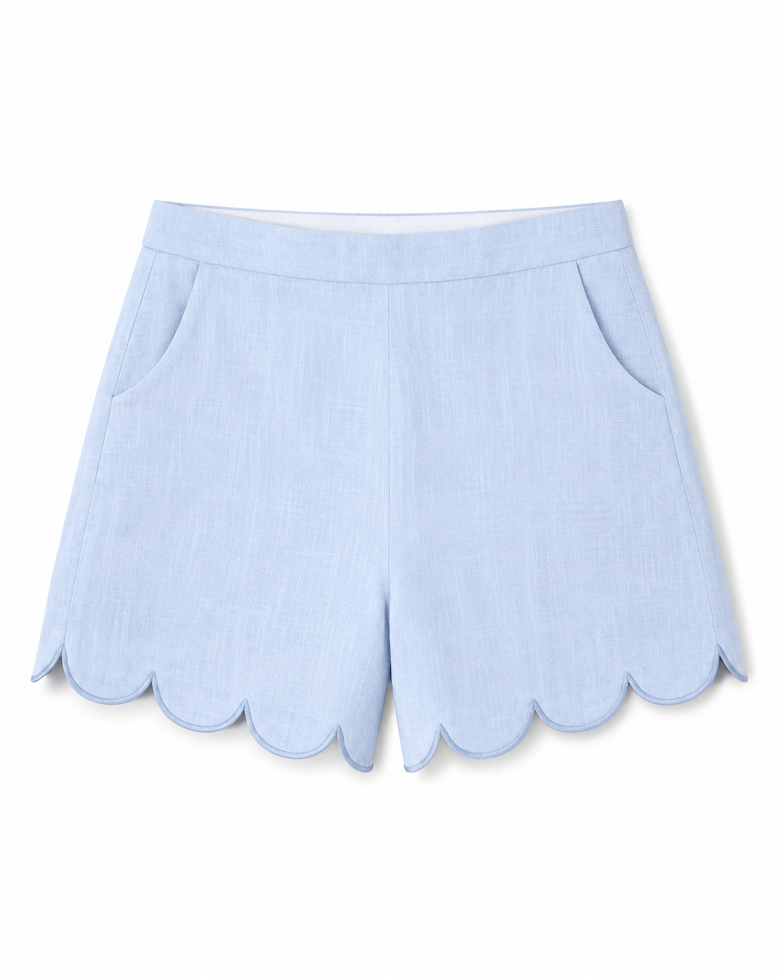 Anaelle Shorts in Baby Blue, main fabric: 100% linen, Resort Escape edit, Deméa Paris