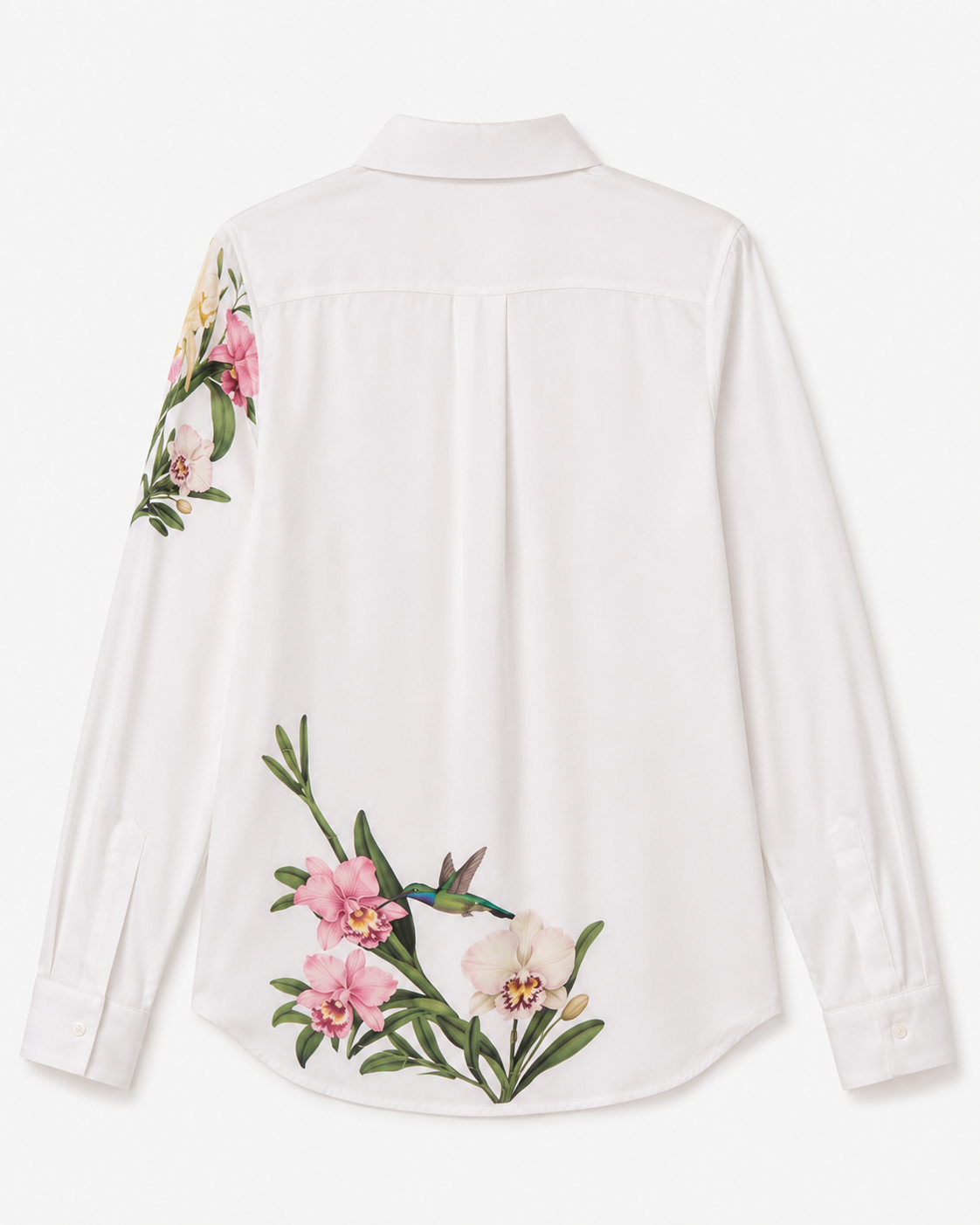 Andia Flowy Shirt in White, printed lightweight viscose, Resort Escape edit, Deméa Paris