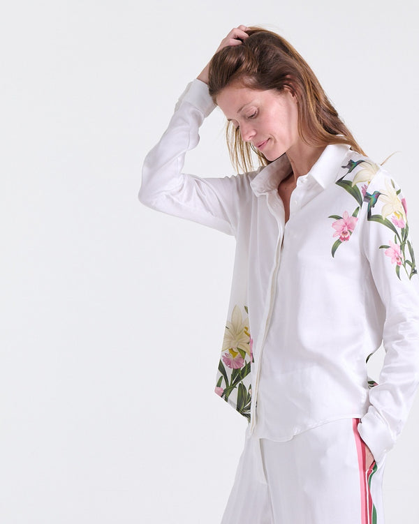 Andia Flowy Shirt in White, relaxed fit, Resort Escape edit, Deméa Paris