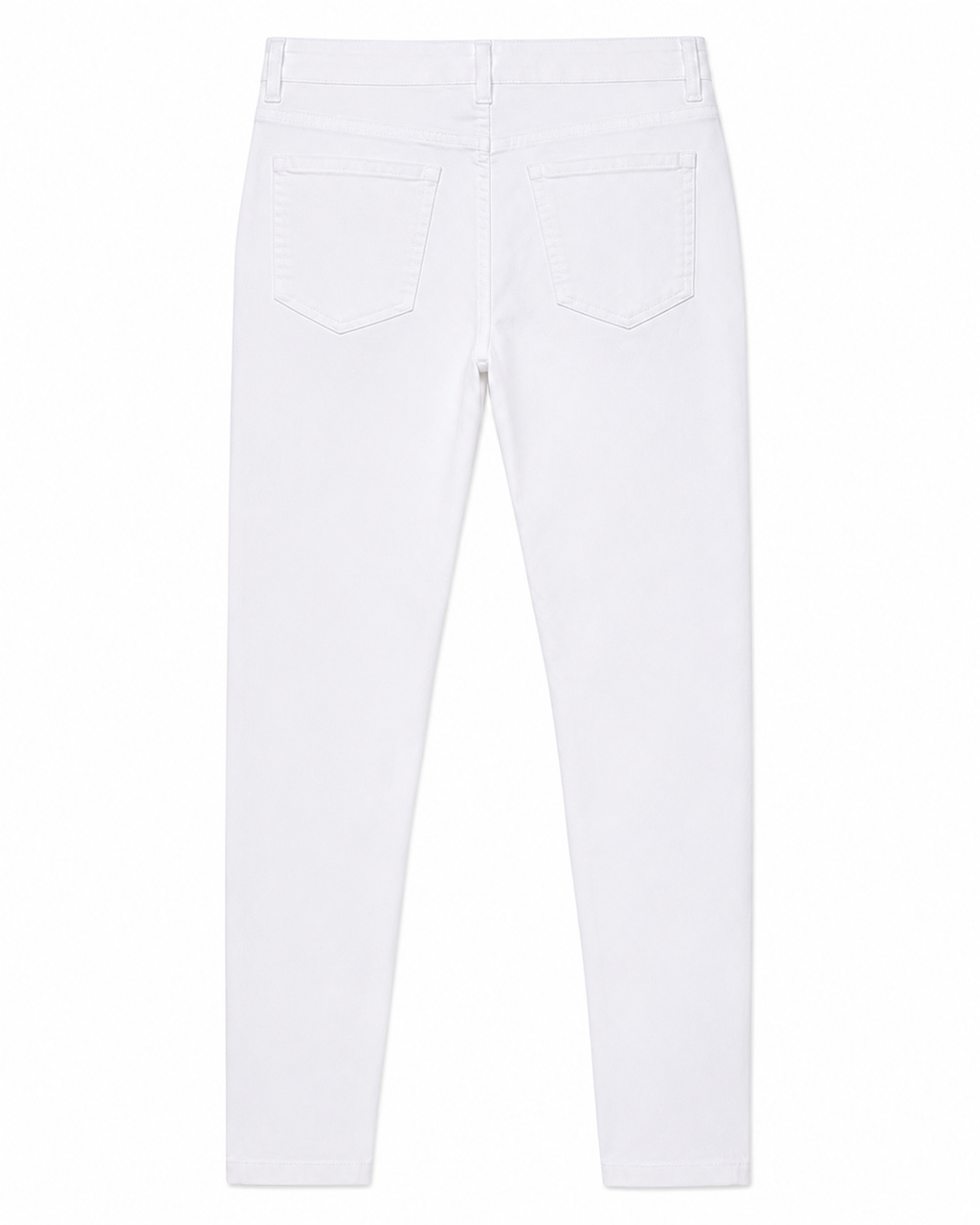 Andréa Slim Jeans in White, ankle length, shorter front than back, Casual Chic edit, Deméa Paris