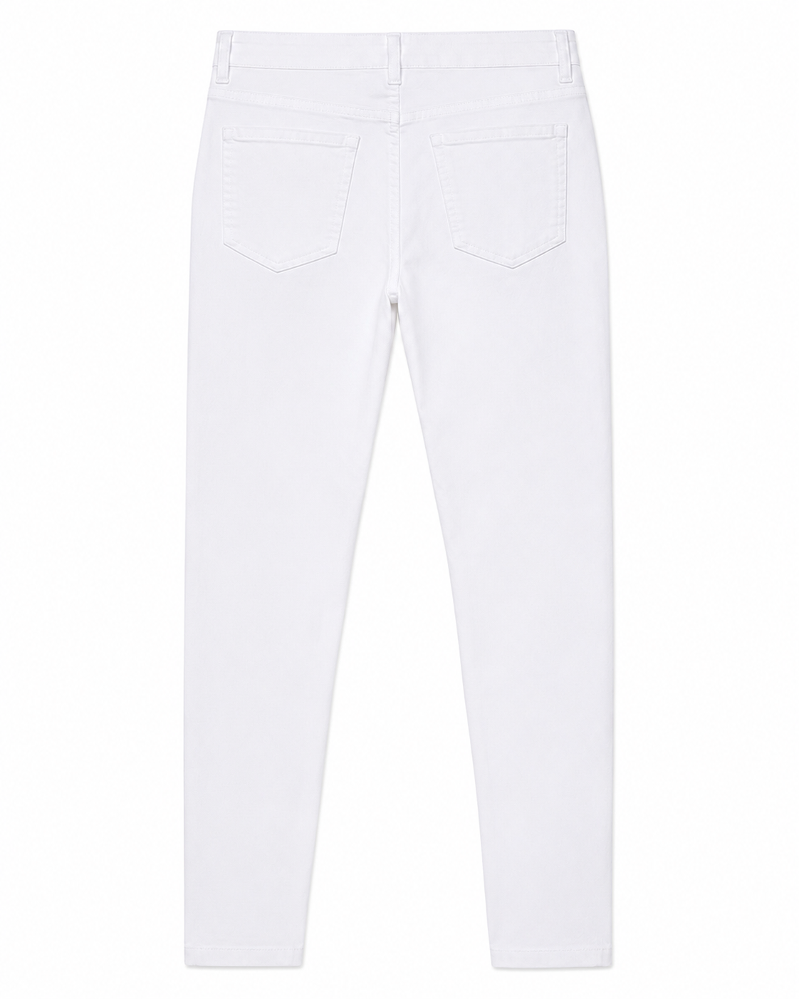 Andréa Slim Jeans in White, ankle length, shorter front than back, Casual Chic edit, Deméa Paris