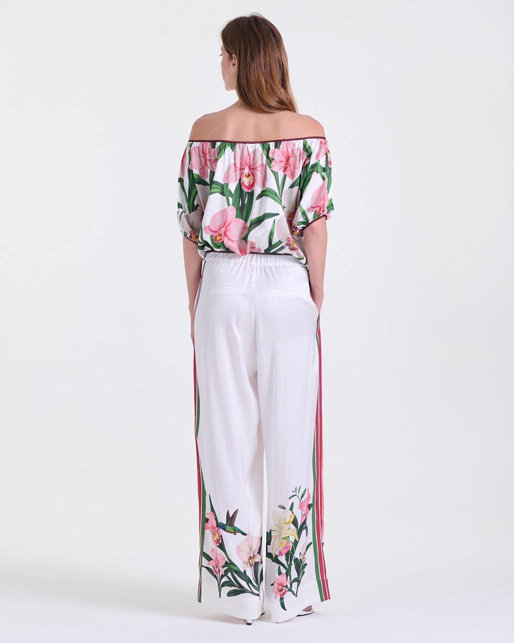 Anita Crop Top in Print, elasticated neckline, sleeves and hem, Resort Escape edit, Deméa Paris