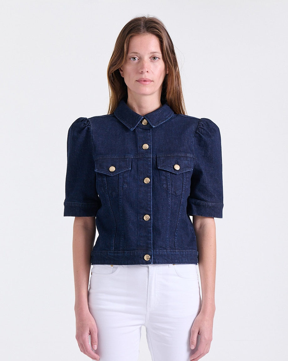 Anabelle Jacket in Indigo, fitted structure, Casual Chic edit, Deméa Paris